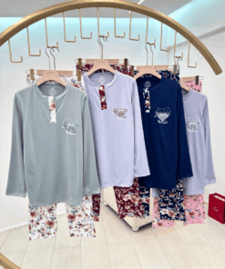 Alternative view of Women's Floral Heart Cotton Blend Pajama Set - Long Sleeve (Regular & Plus Size)