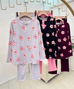 Alternative view of Cotton Blend Long Sleeve Floral Sleepwear & Wide Leg Pants
