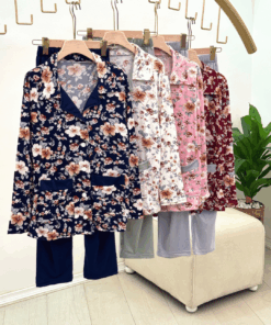 Alternative view of Women's Suzette Vintage Floral Pajama Set with Solid Pants