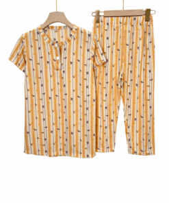 Sunny Striped Floral Cotton Blend Pajama Set (Regular & Plus Size)