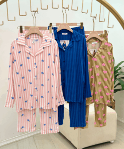 Alternative view of viscose Charming Striped Pattern Women's Pajama Set