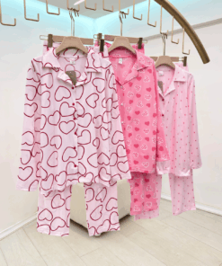 Alternative view of viscose Sweetheart Pink Women's Pajama Set