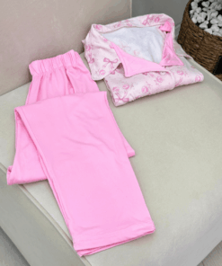 Women's Suzette Cherry & Bow Print Pajama Set with Solid Pants