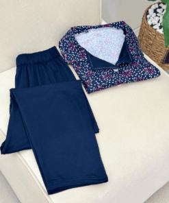 Women's Suzette 2-Piece Classic Button-Down Long-Sleeve Pijama Set with Contrast Collar Trim