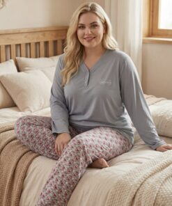 Midnight Spring Plus Size Cotton Blend Pajama Set