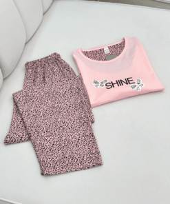 Women's Plus Size Pure Cotton Long-Sleeve Pajama Set - Shine & Floral Prints