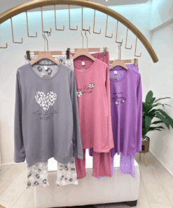 Alternative view of Women's Plus Size Pure Cotton Long-Sleeve Pajama Set - Elegant Graphic Prints