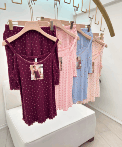 Alternative view of Women's Pure Cotton Ribbed Pajama Set with Shorts - Mini Floral Print