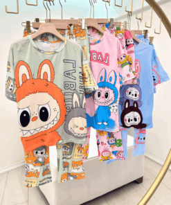Alternative view of Quirky Cartoon Character 3-Piece Pajama Set (Top, Pants & Shorts)