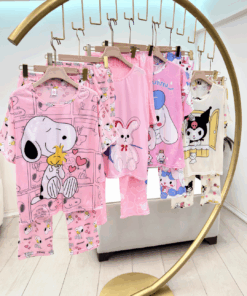 Alternative view of Snoopy & Friends Character Print 3-Piece Pajama Set (Top, Pants & Shorts)