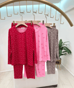 Alternative view of Women's Pure Cotton Long-Sleeve Pajama Set - Star, Flamingo & Leopard Prints