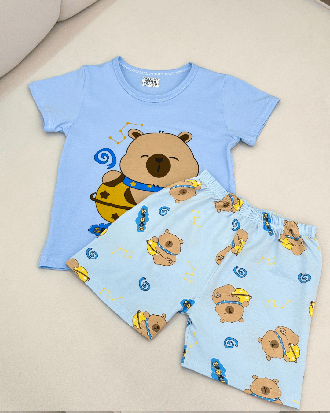 Boys' Pure Cotton Action & Character Print Pajama Shorts Set