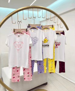 Alternative view of Women's  Cotton Short-Sleeve Pajama Set with pants - Fun Graphic Pr