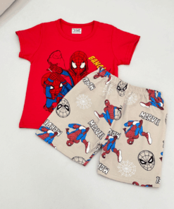 Boys' Pure Cotton Graphic Print Short-Sleeve Pajama & Shorts Set
