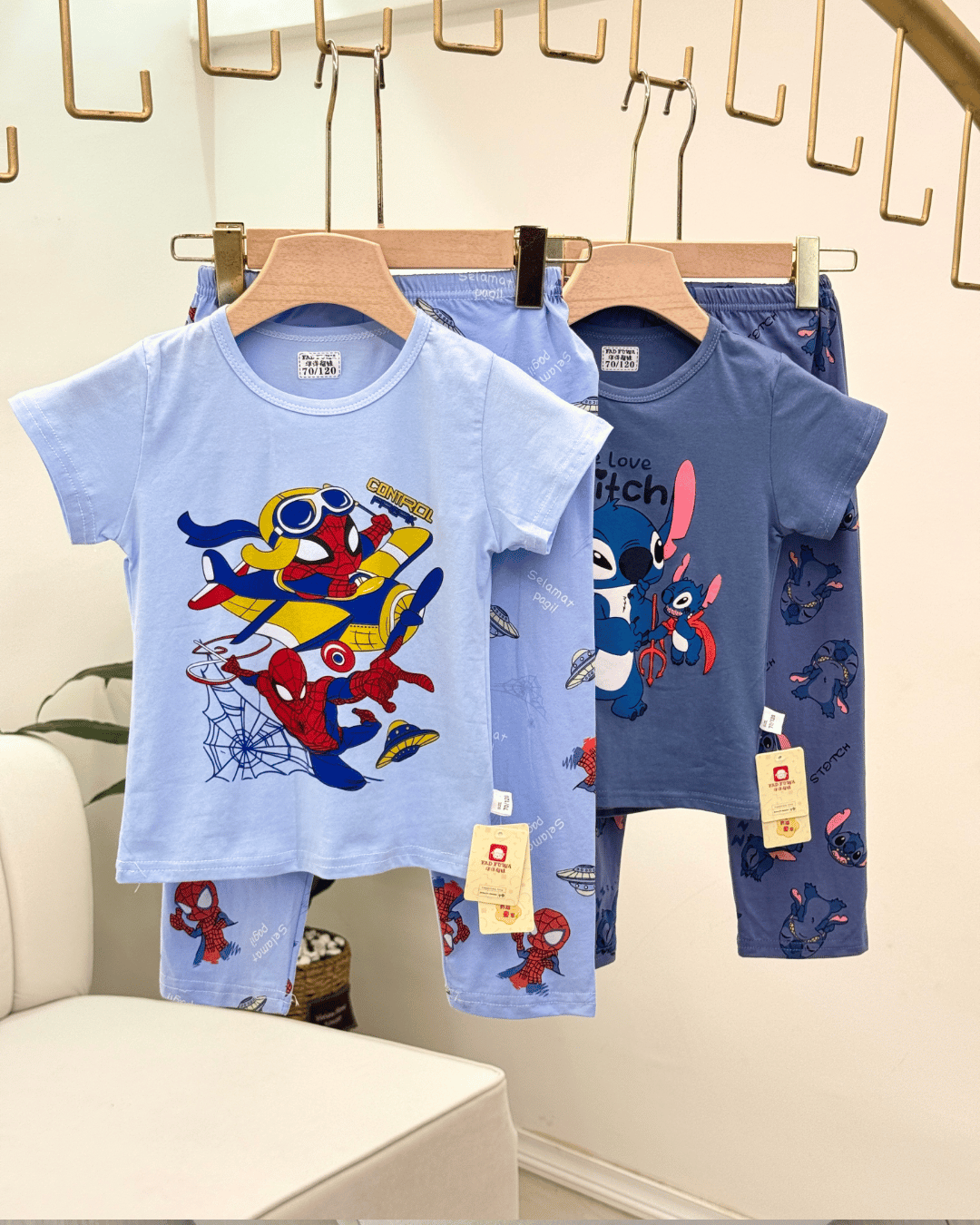 Children's Pure Cotton Character Print 2-Piece Pajama Set - Image 2