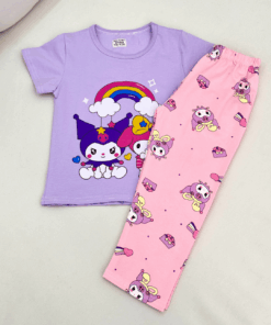 Girls' Pure Cotton Cute Character 2-Piece Pajama Set
