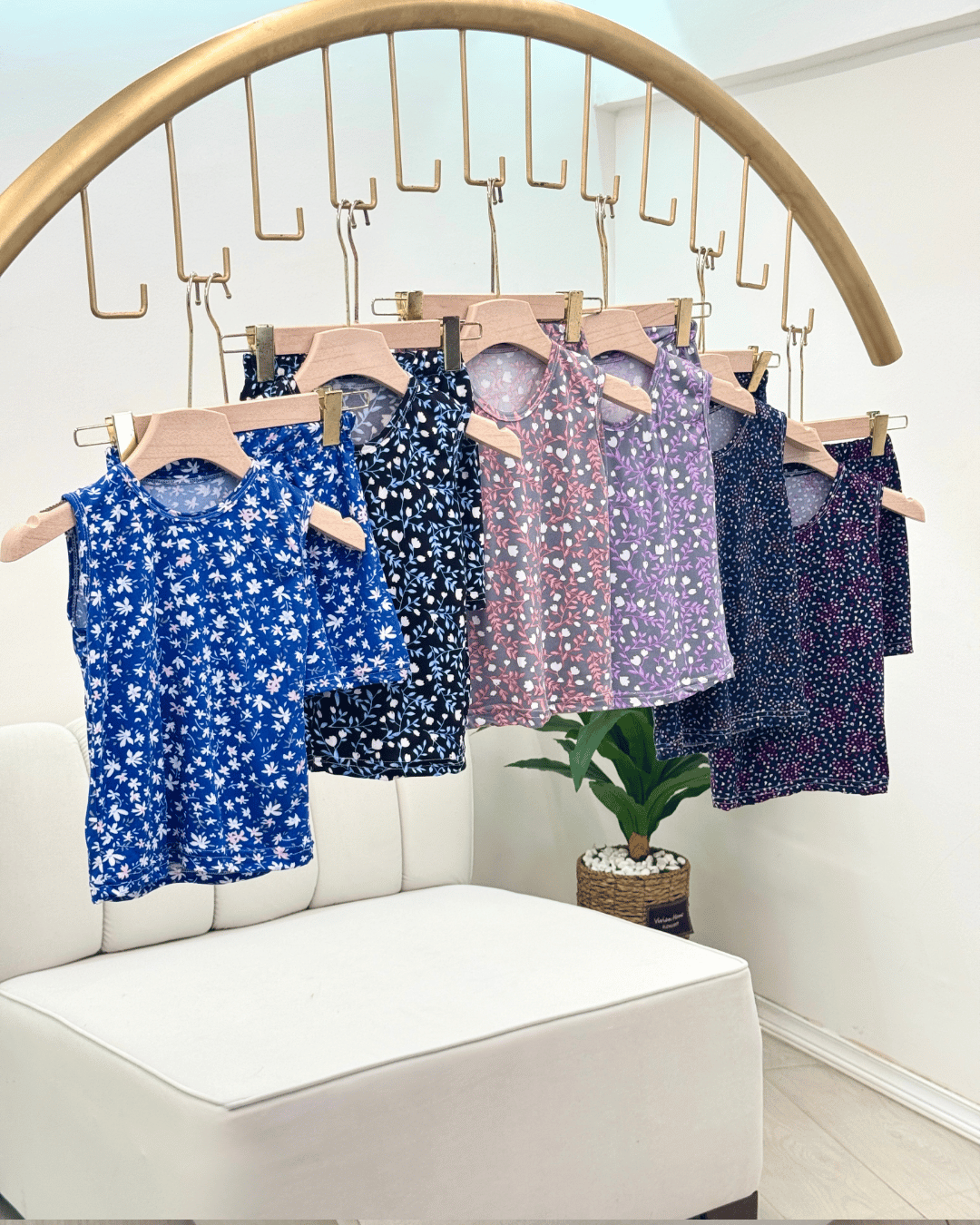 Kids Floral Print Sleeveless Pajama Set (Cotton Blend Suzette) - Image 2