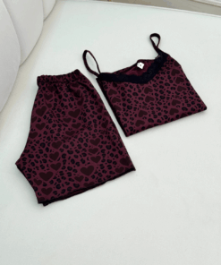 Women's  Cotton Blend Camisole Pajama Set with Shorts - Leopard Print